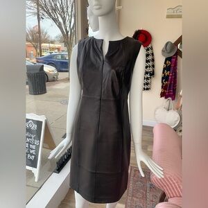 Antonio Melani Black Leather Sleeveless Dress